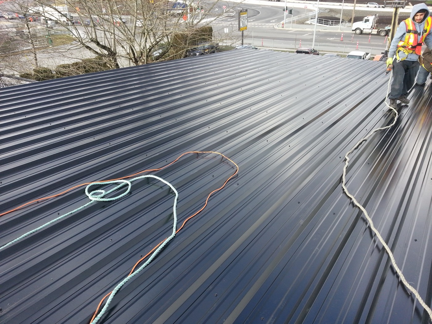 Metal roof run on a residential property
