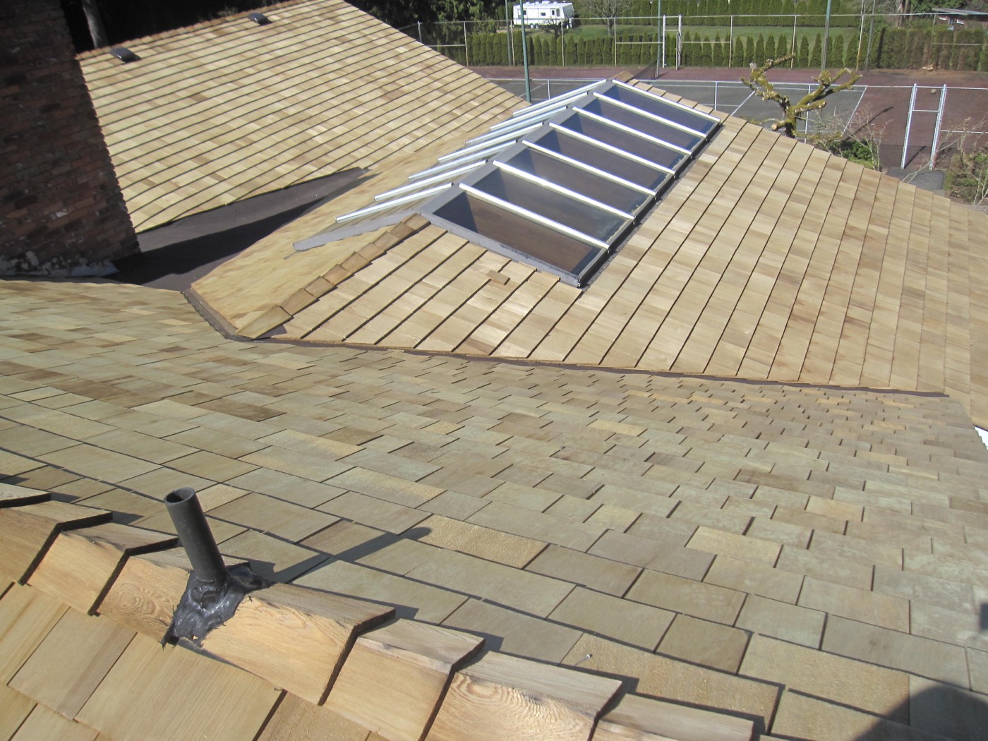 Shingle roof with skylight